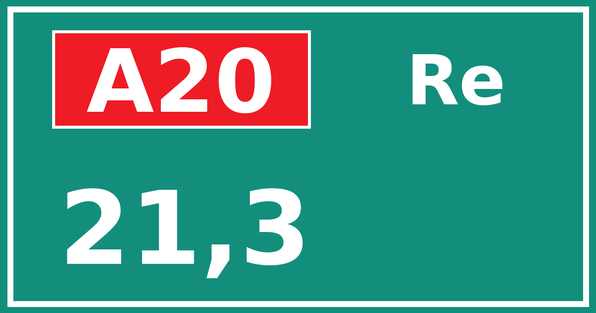 Hectometerbord A20 21,3 zijde Re