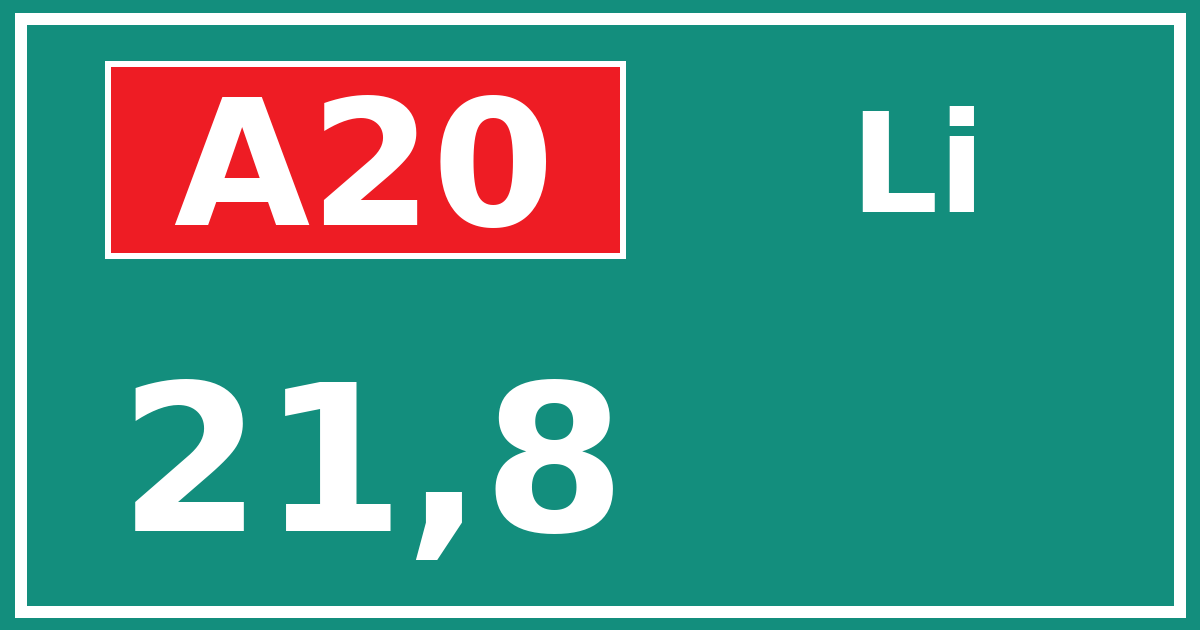 Hectometerbord A20 21,8 zijde Li
