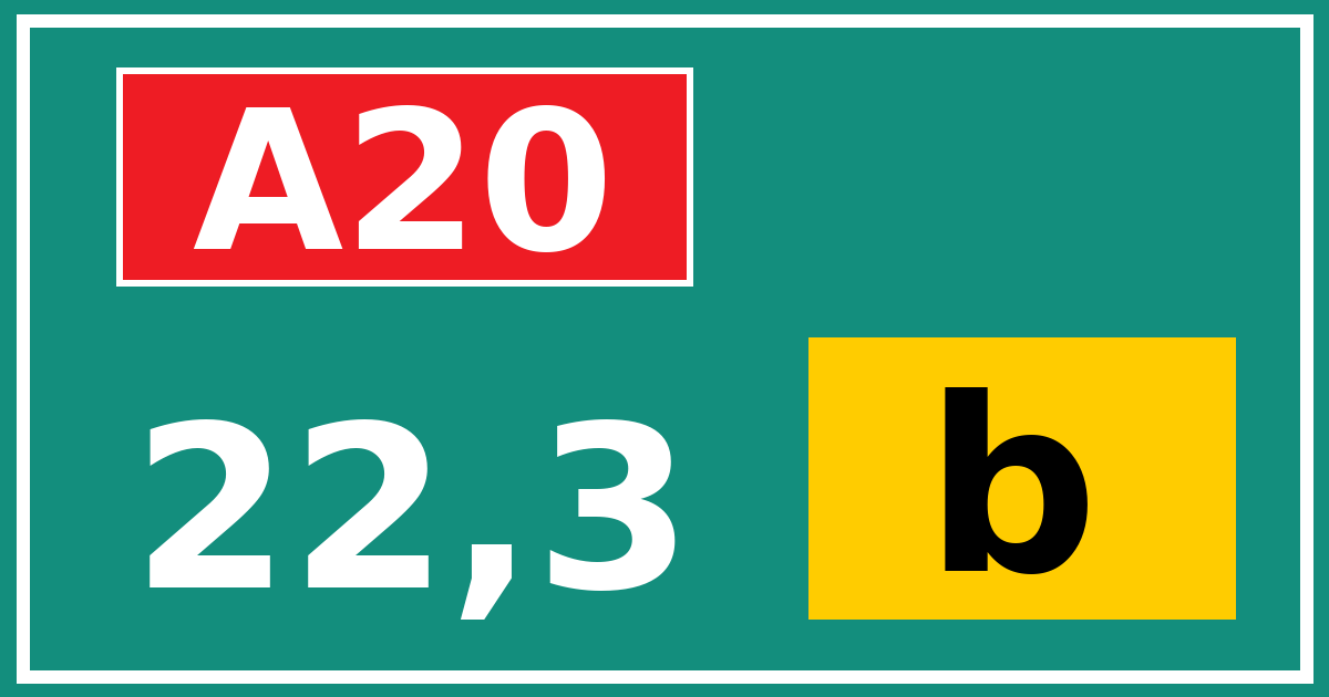 Hectometerbord A20 22,3 letter b