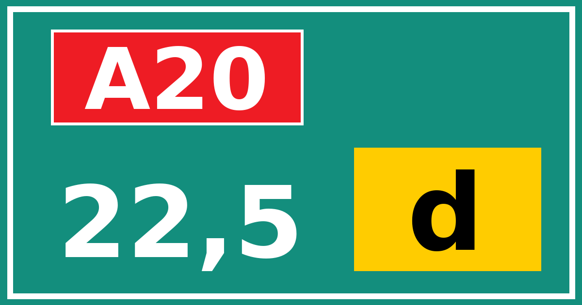 Hectometerbord A20 22,5 letter d