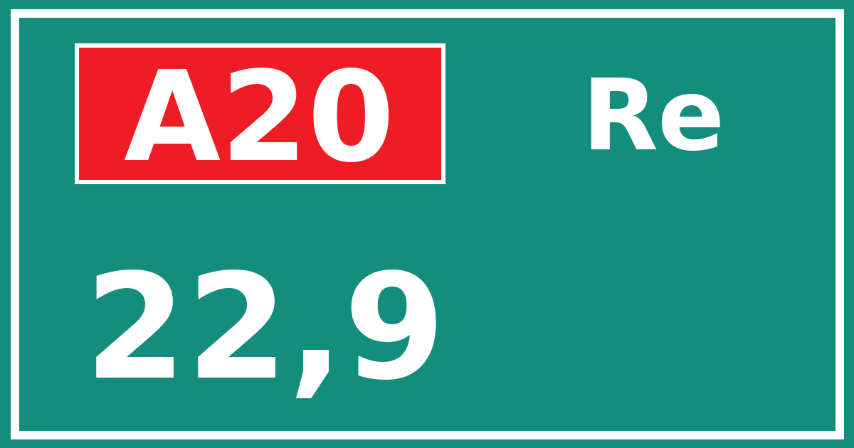 Hectometerbord A20 22,9 zijde Re