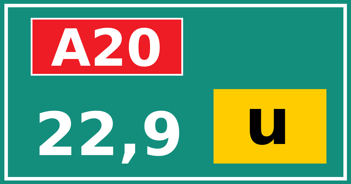 Hectometerbord A20 22,9 letter u