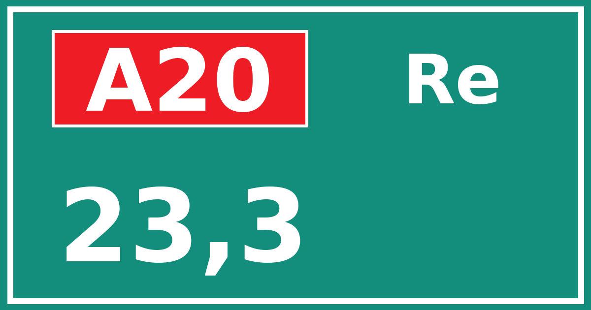 Hectometerbord A20 23,3 zijde Re