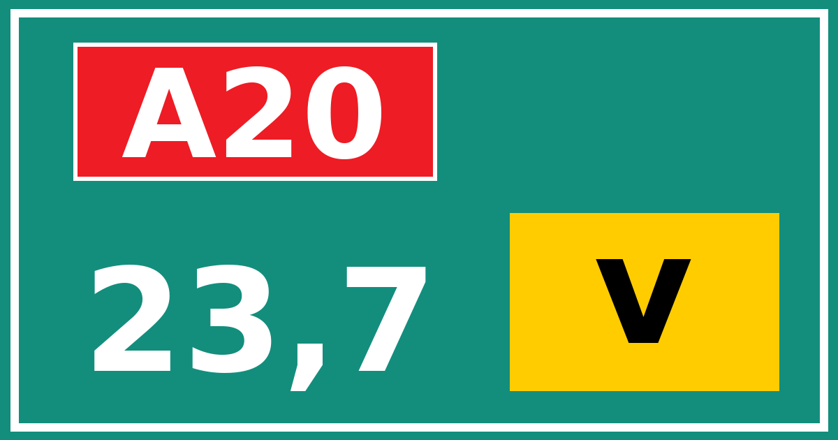 Hectometerbord A20 23,7 letter v