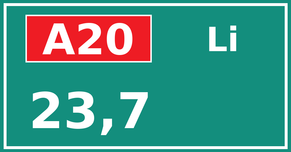 Hectometerbord A20 23,7 zijde Li