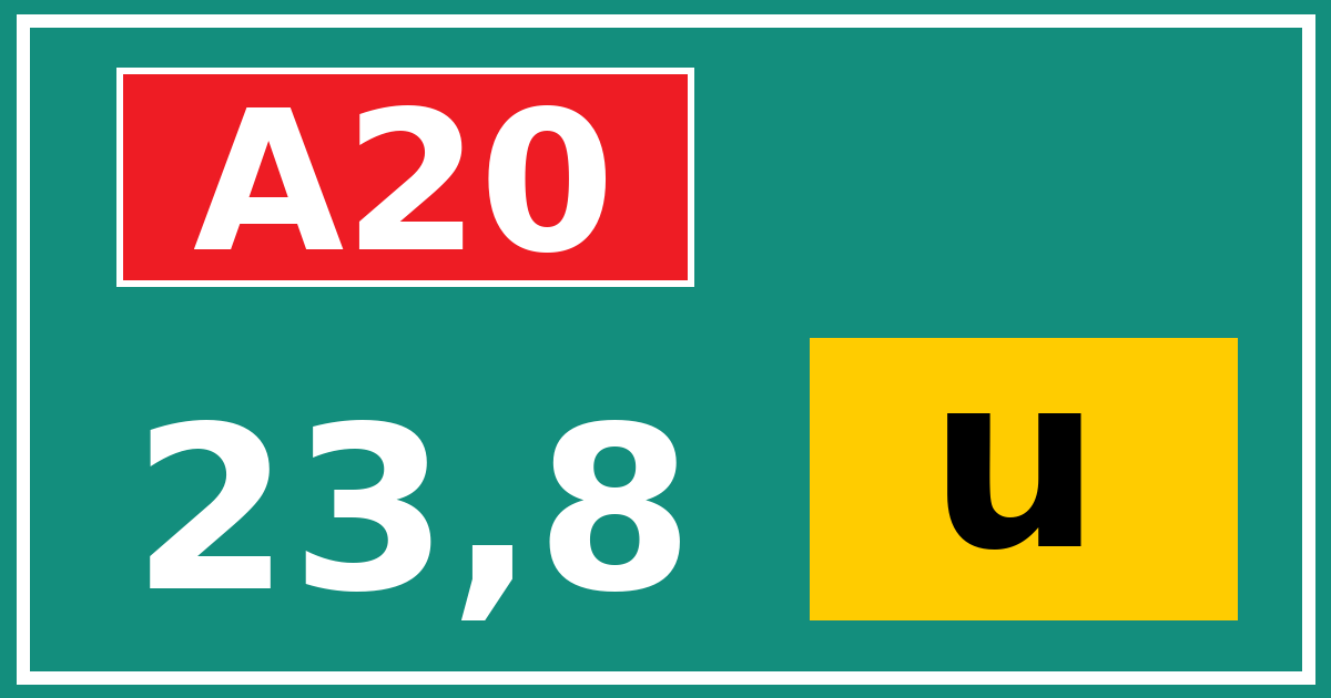 Hectometerbord A20 23,8 letter u