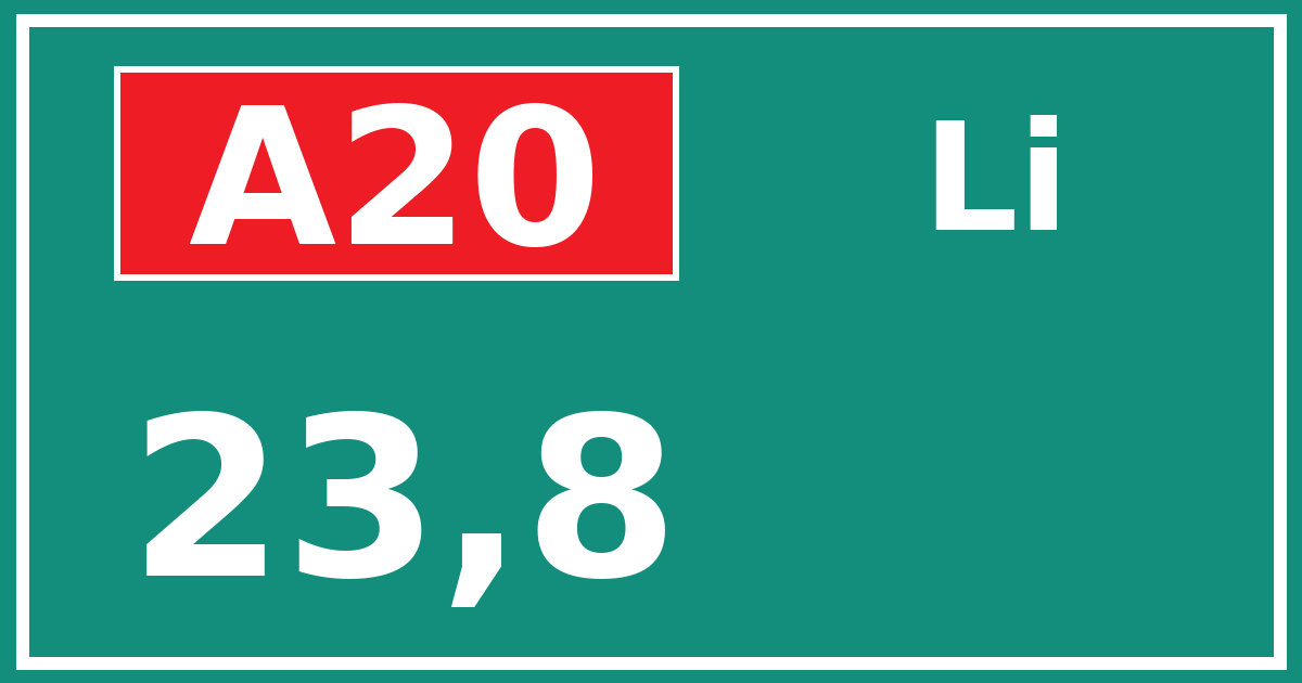 Hectometerbord A20 23,8 zijde Li