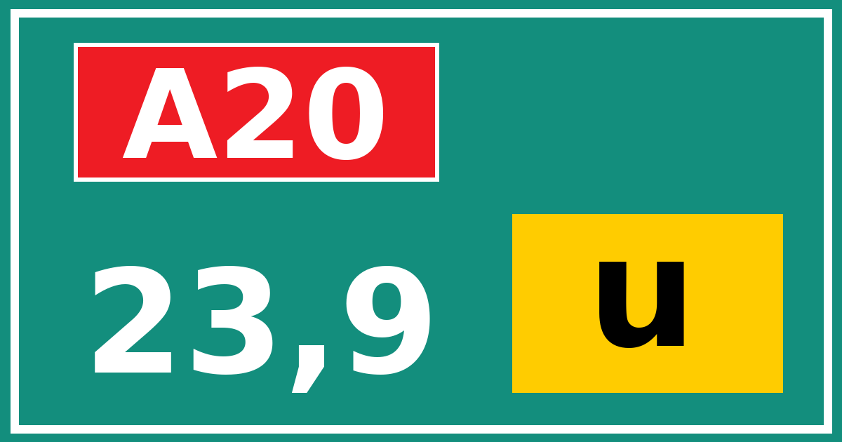 Hectometerbord A20 23,9 letter u