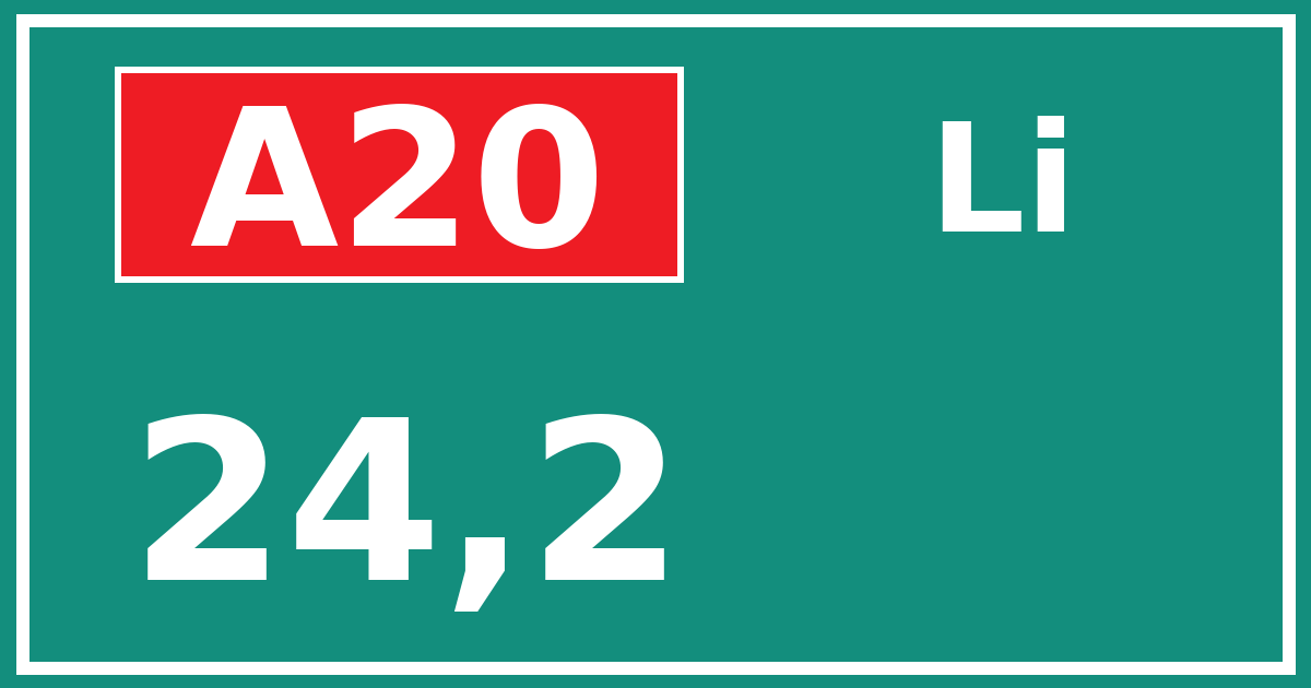 Hectometerbord A20 24,2 zijde Li