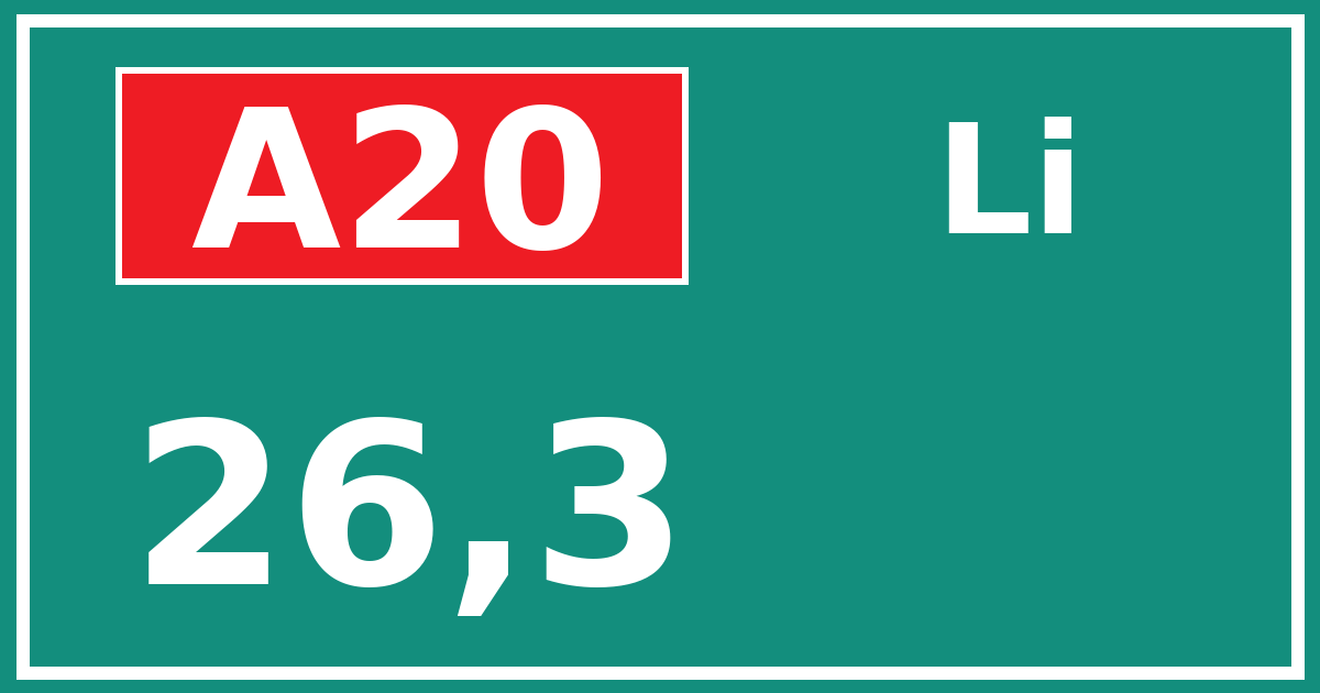 Hectometerbord A20 26,3 zijde Li