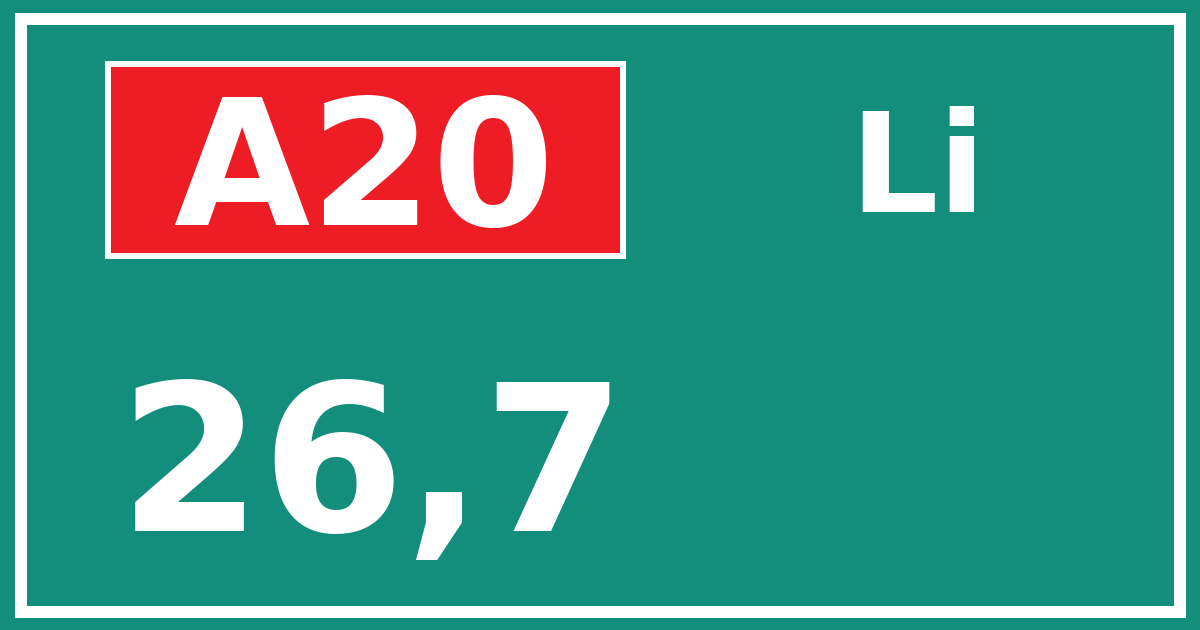 Hectometerbord A20 26,7 zijde Li