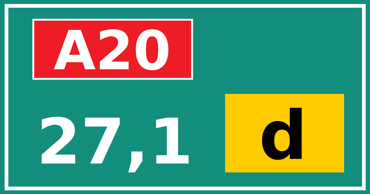 Hectometerbord A20 27,1 letter d