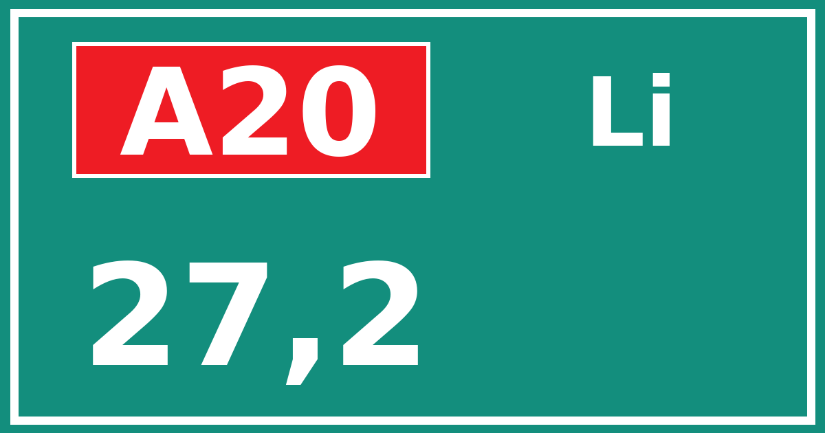 Hectometerbord A20 27,2 zijde Li