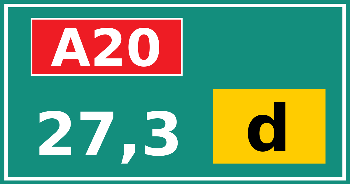 Hectometerbord A20 27,3 letter d