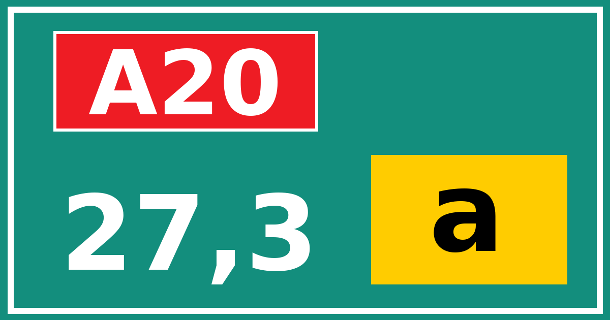 Hectometerbord A20 27,3 letter a