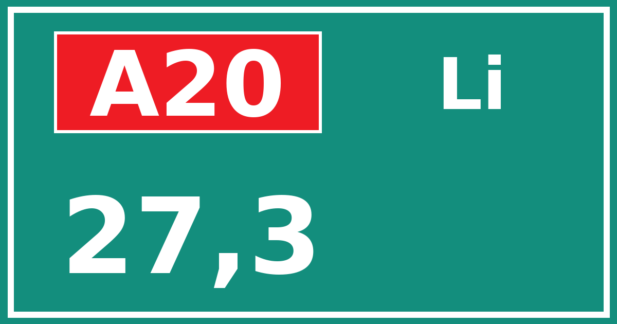 Hectometerbord A20 27,3 zijde Li