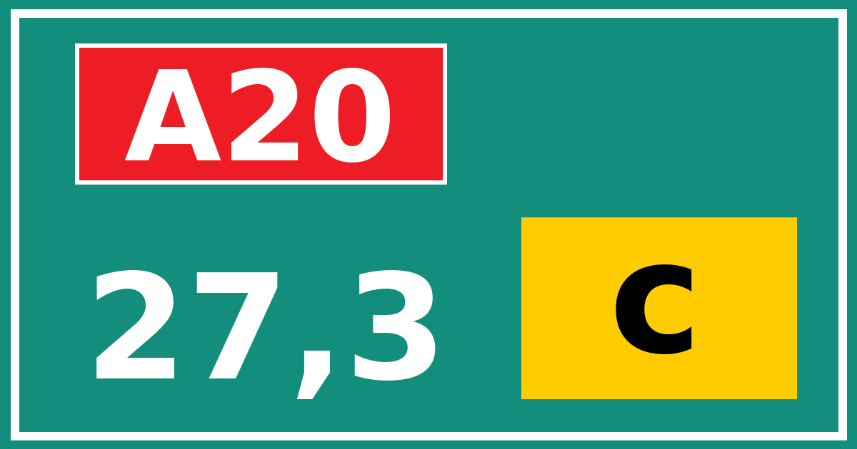 Hectometerbord A20 27,3 letter c