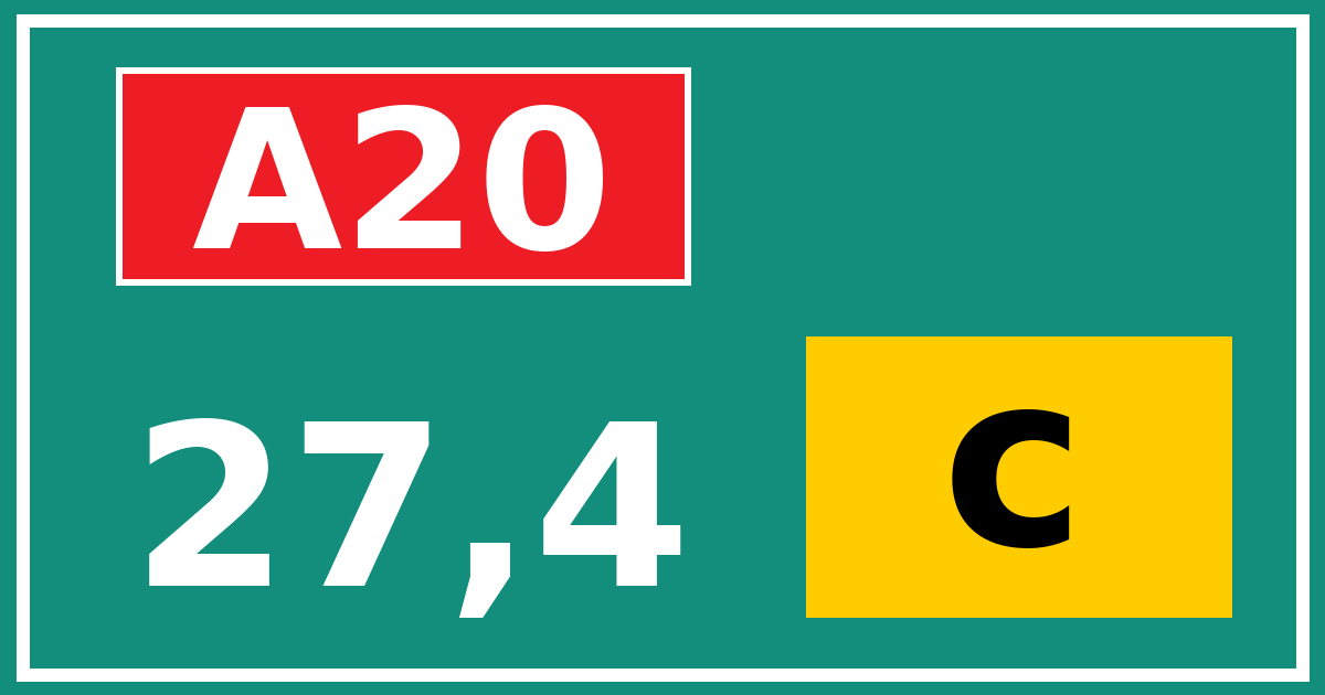 Hectometerbord A20 27,4 letter c