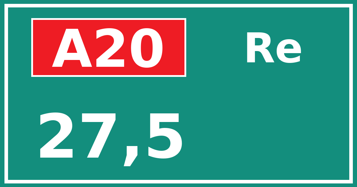Hectometerbord A20 27,5 zijde Re