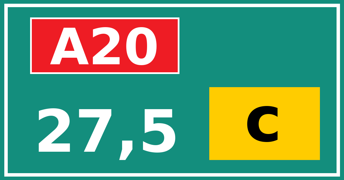 Hectometerbord A20 27,5 letter c