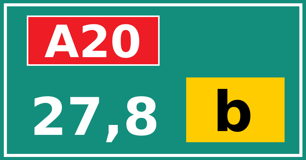 Hectometerbord A20 27,8 letter b