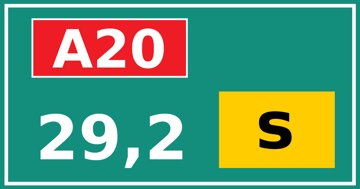 Hectometerbord A20 29,2 letter s