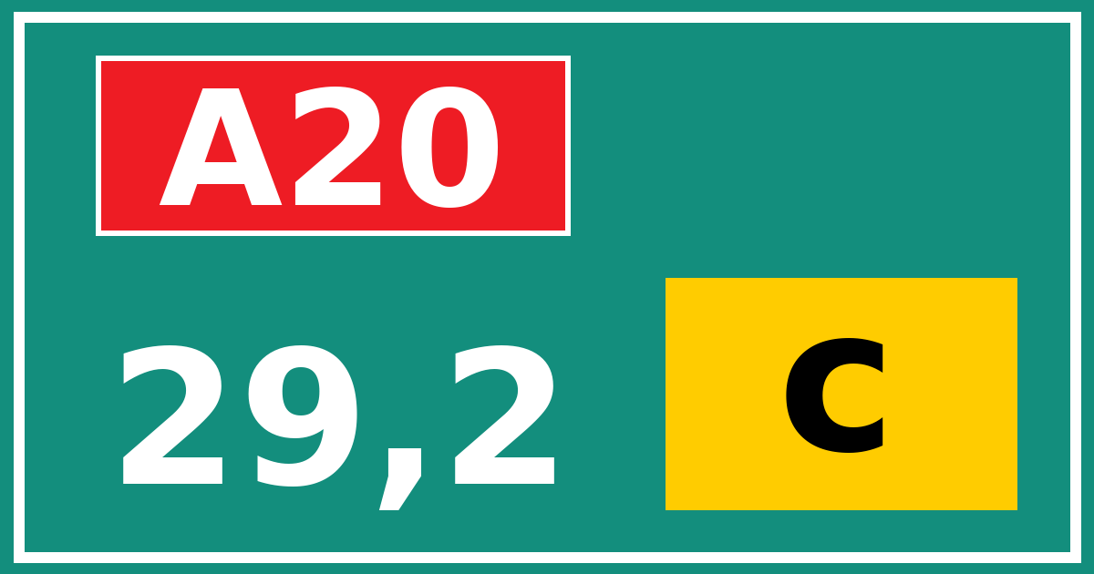 Hectometerbord A20 29,2 letter c