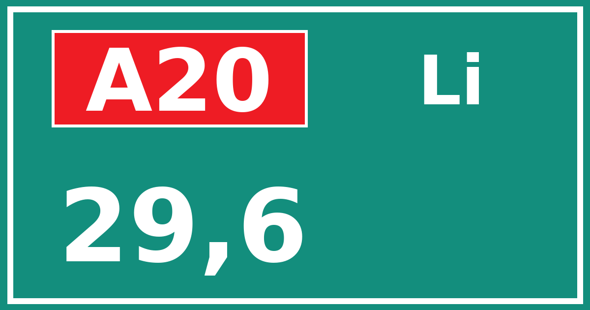 Hectometerbord A20 29,6 zijde Li
