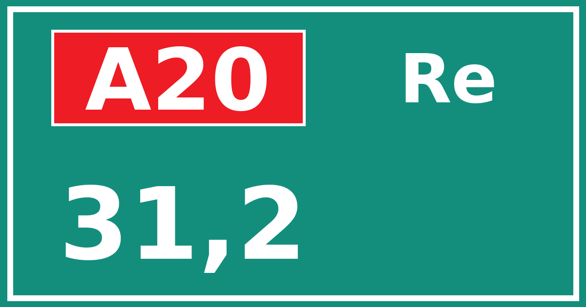 Hectometerbord A20 31,2 zijde Re