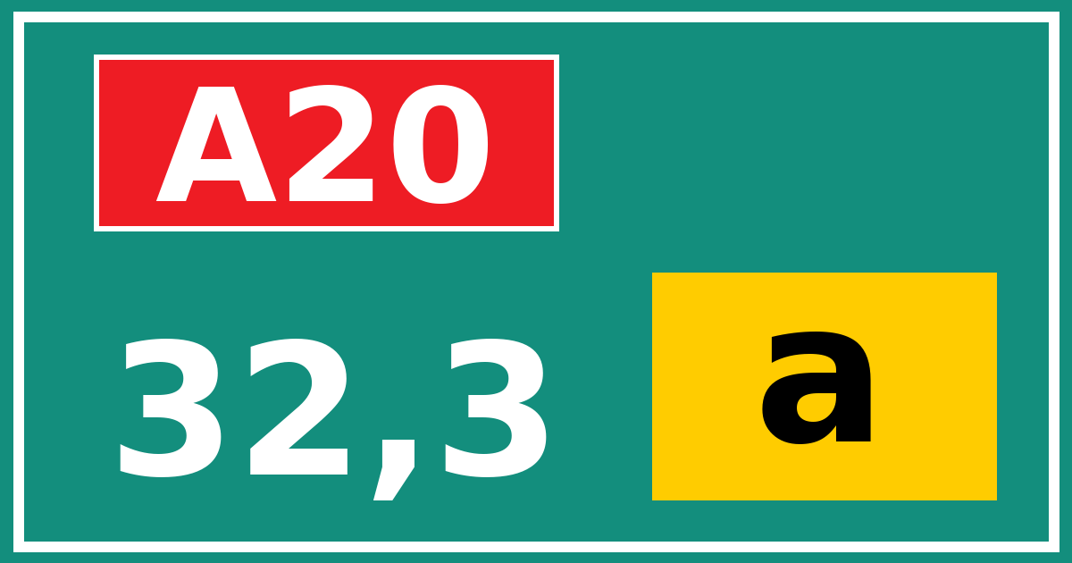 Hectometerbord A20 32,3 letter a