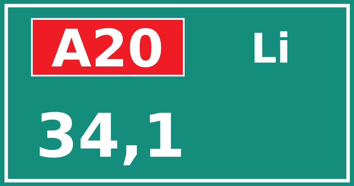 Hectometerbord A20 34,1 zijde Li