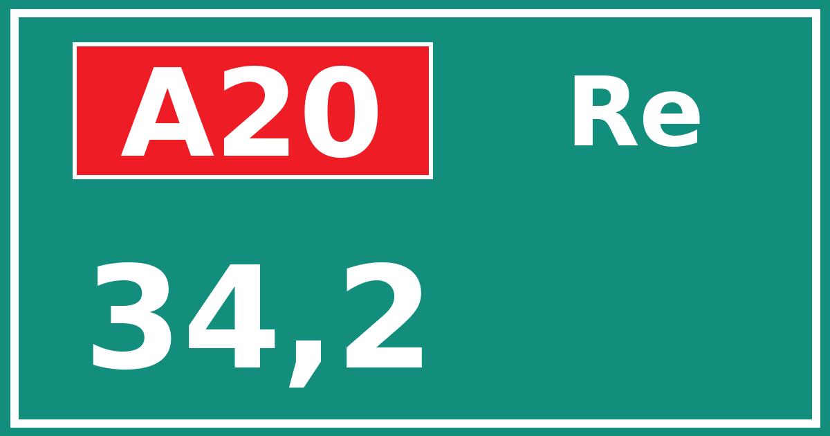 Hectometerbord A20 34,2 zijde Re