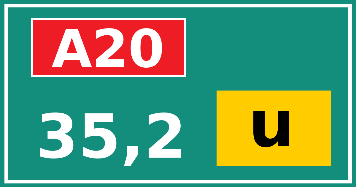 Hectometerbord A20 35,2 letter u