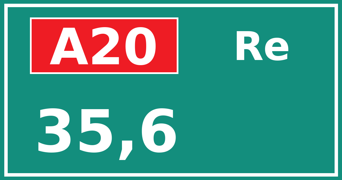 Hectometerbord A20 35,6 zijde Re