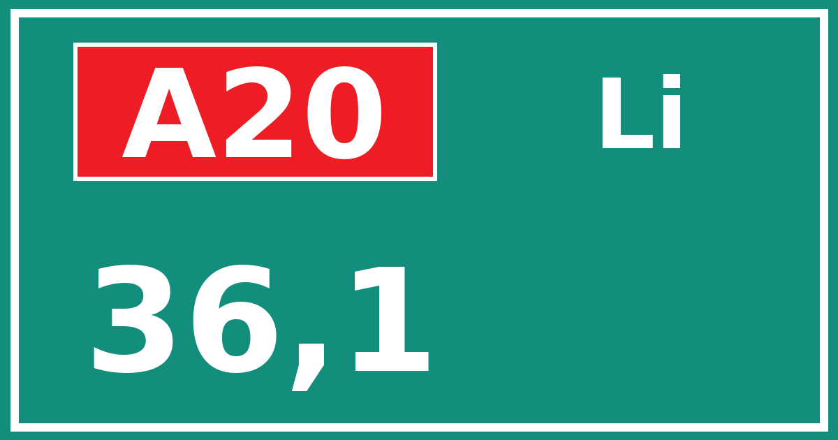 Hectometerbord A20 36,1 zijde Li