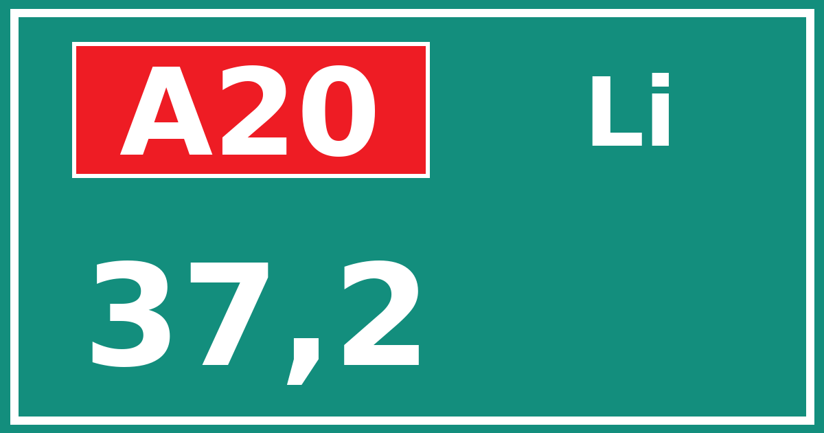 Hectometerbord A20 37,2 zijde Li