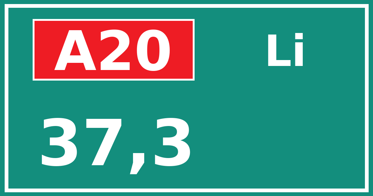 Hectometerbord A20 37,3 zijde Li