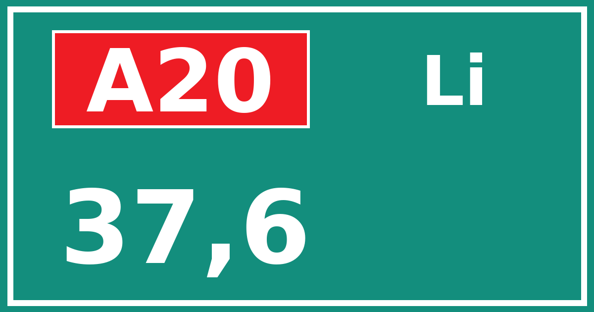 Hectometerbord A20 37,6 zijde Li