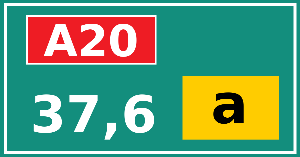 Hectometerbord A20 37,6 letter a