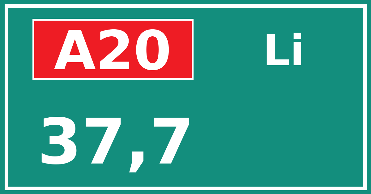Hectometerbord A20 37,7 zijde Li