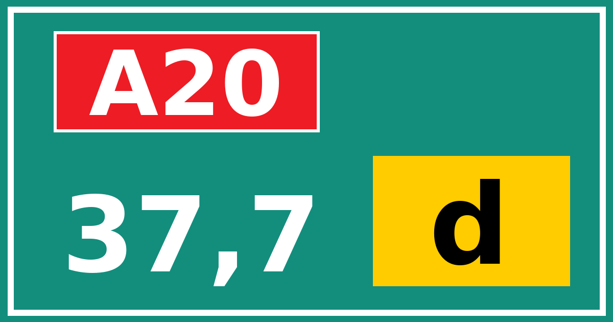 Hectometerbord A20 37,7 letter d