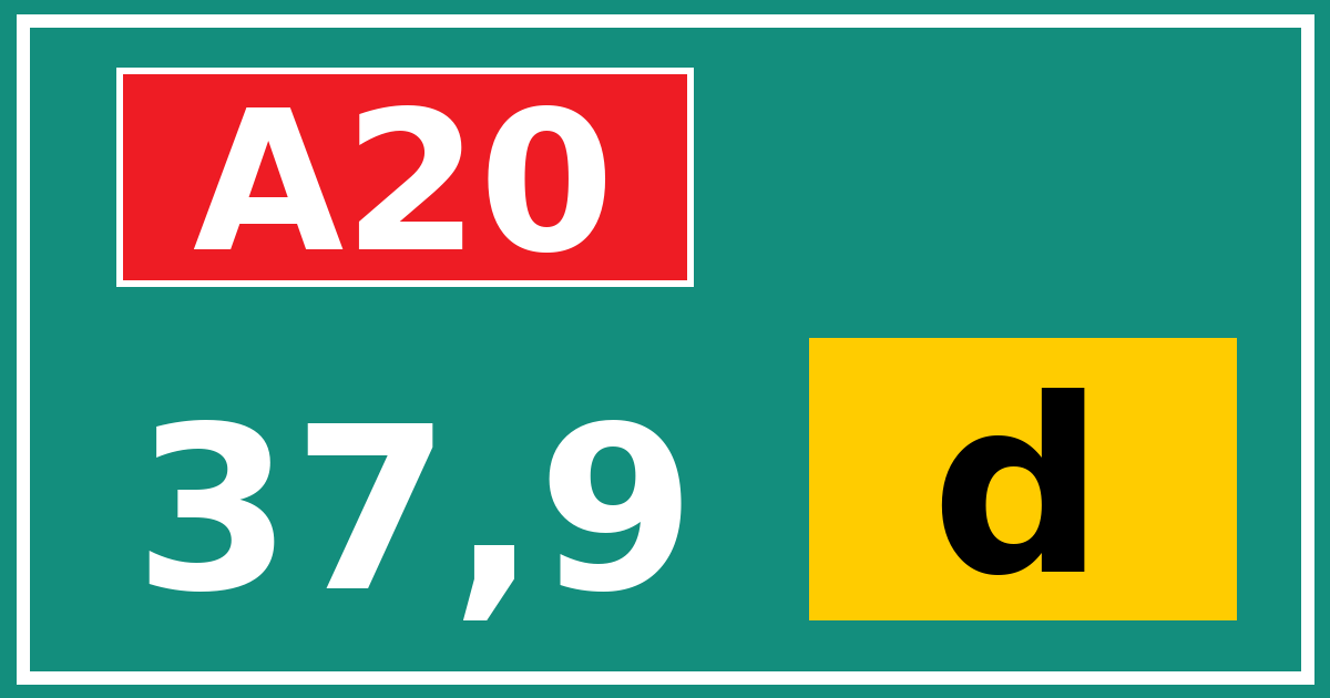 Hectometerbord A20 37,9 letter d