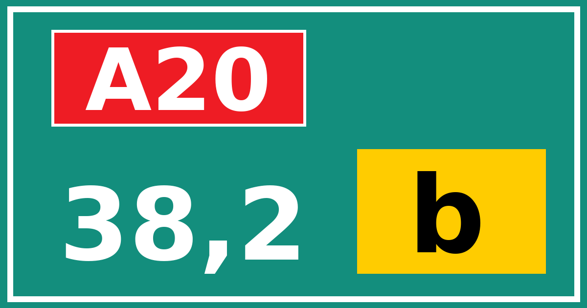 Hectometerbord A20 38,2 letter b