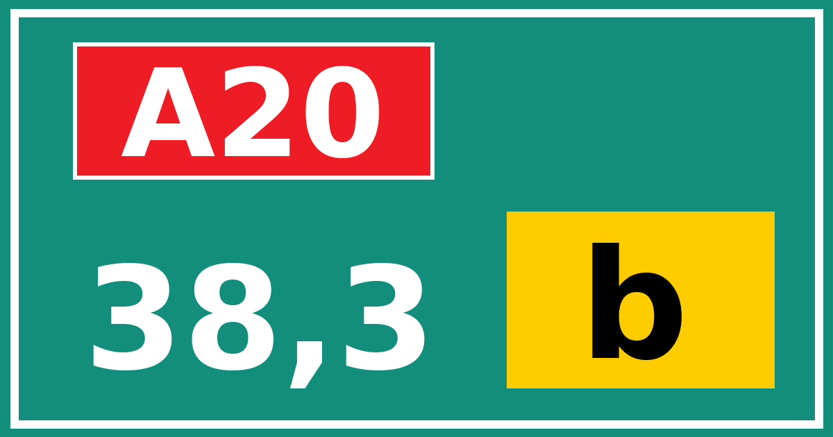 Hectometerbord A20 38,3 letter b
