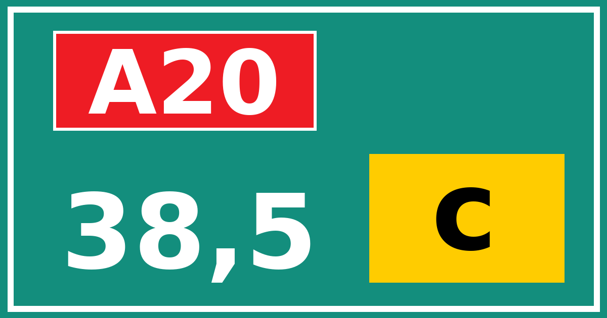 Hectometerbord A20 38,5 letter c