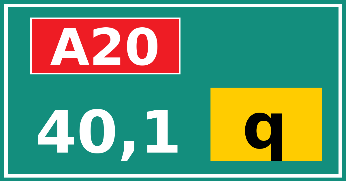 Hectometerbord A20 40,1 letter q