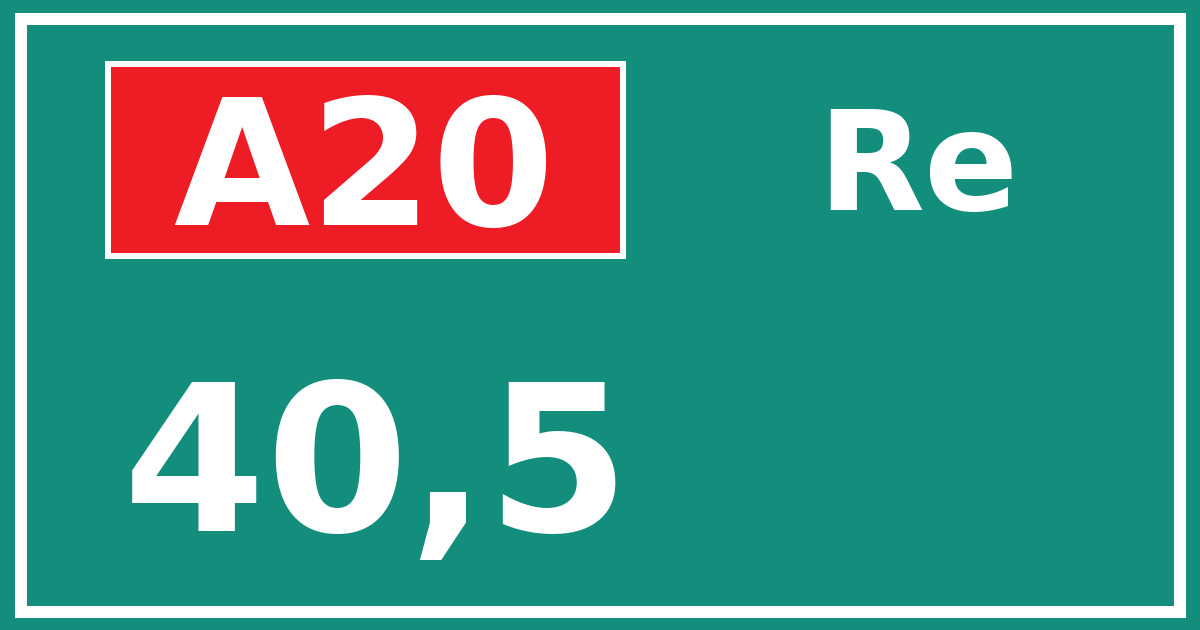 Hectometerbord A20 40,5 zijde Re