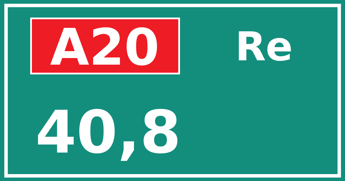 Hectometerbord A20 40,8 zijde Re