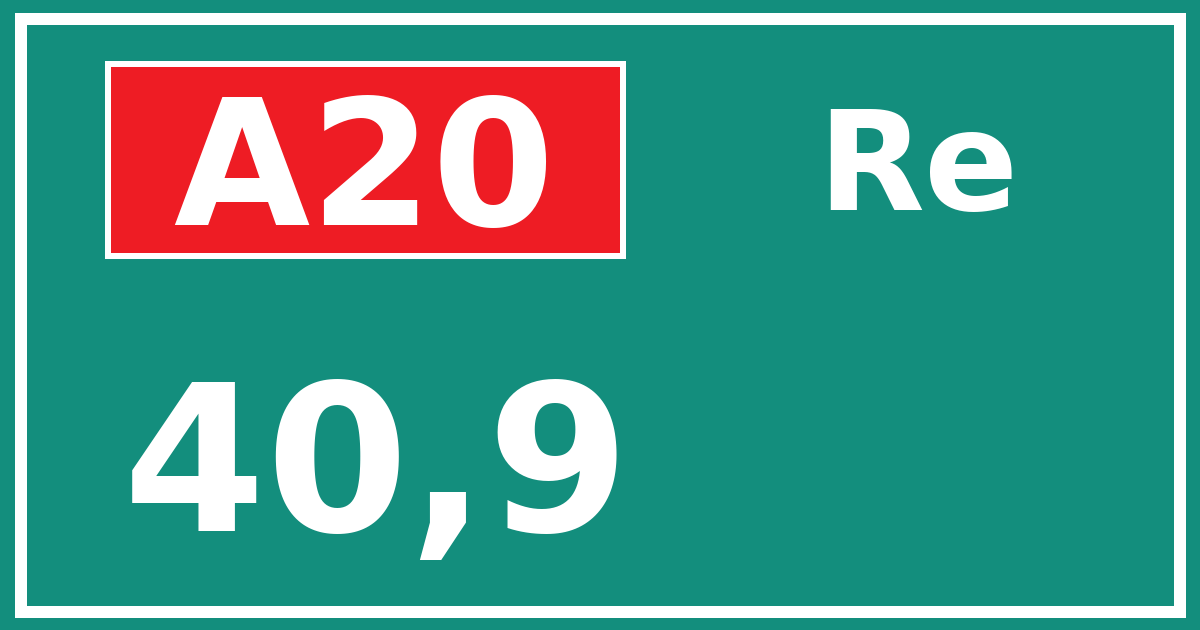 Hectometerbord A20 40,9 zijde Re