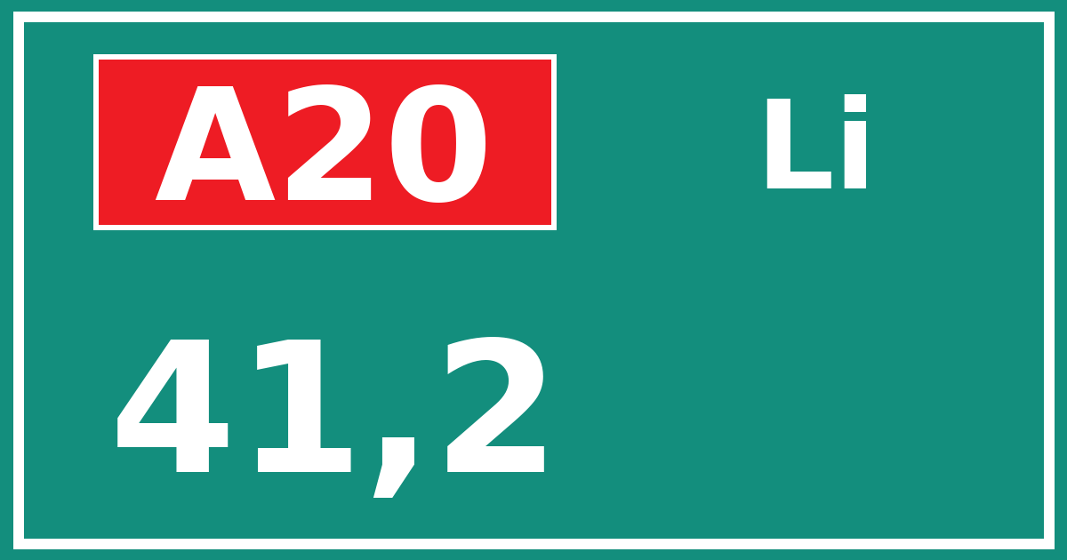 Hectometerbord A20 41,2 zijde Li